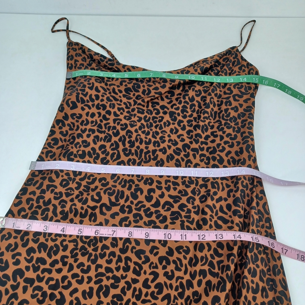 Good American Leopard Slip Midi Dress Size 2 US M Women Cowl Neck Sleeveless - Picture 13 of 16